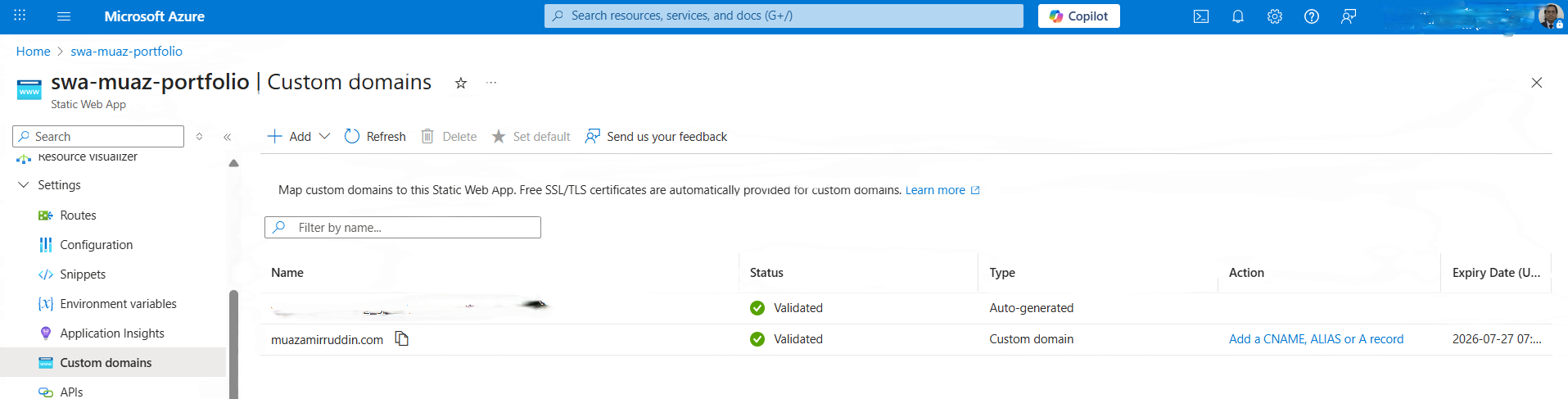 Custom Domain Configuration