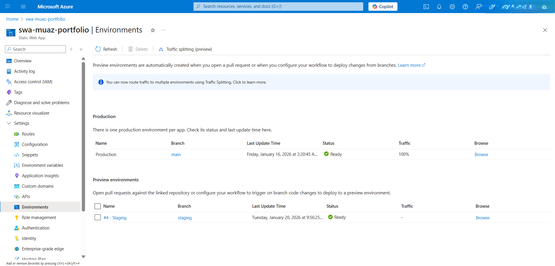 GitHub Staging Environment